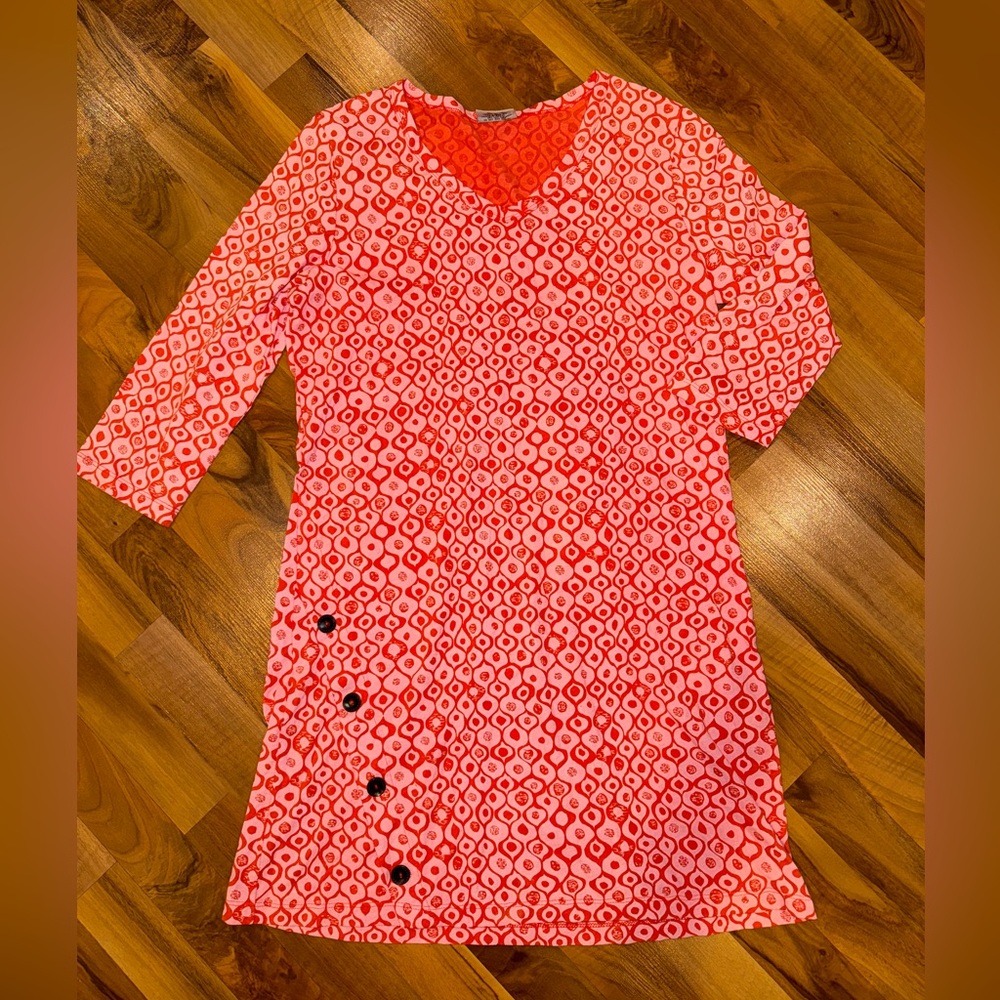 Icantoo casual print dress button detail‎ 100% cotton sz large
